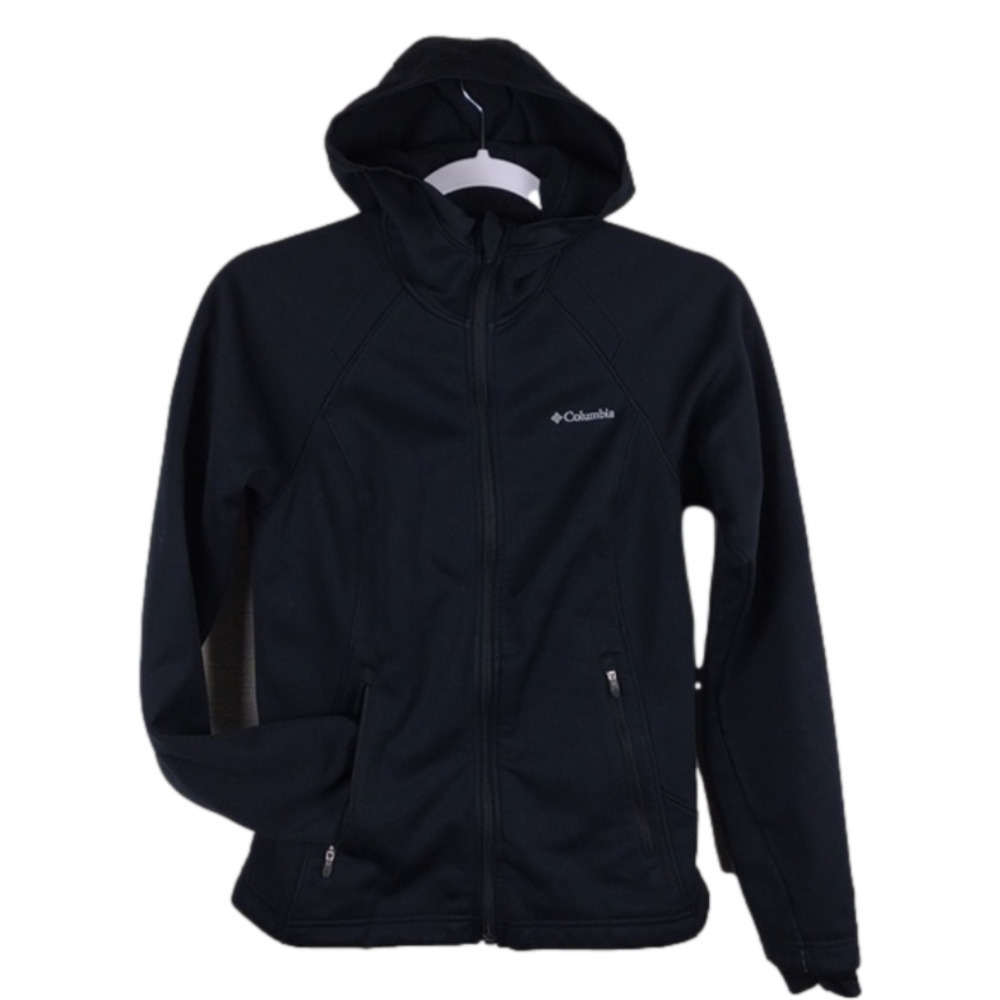 Columbia Omni Wind Block Black Hooded Long Sleeve Zipper Front Athleisure Jacket